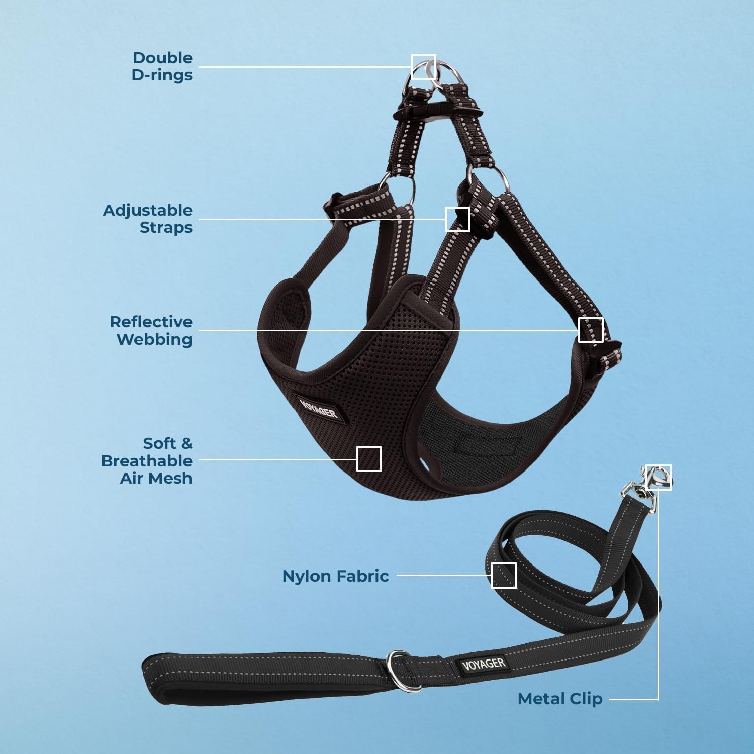image:imageBest Pet Supplies Voyager Adjustable Stepin Flex Breathable Mesh Dog Harness for Small Medium Large Dogs Leash Set Army Base SHarness Leash Set Black