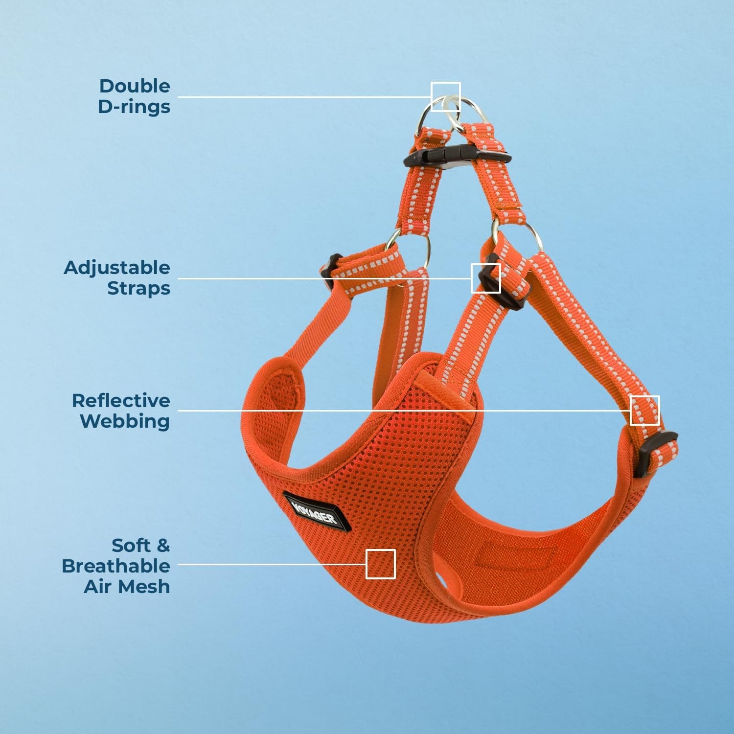 image:imageBest Pet Supplies Voyager Adjustable Stepin Flex Breathable Mesh Dog Harness for Small Medium Large Dogs Leash Set Army Base SHarness Orange
