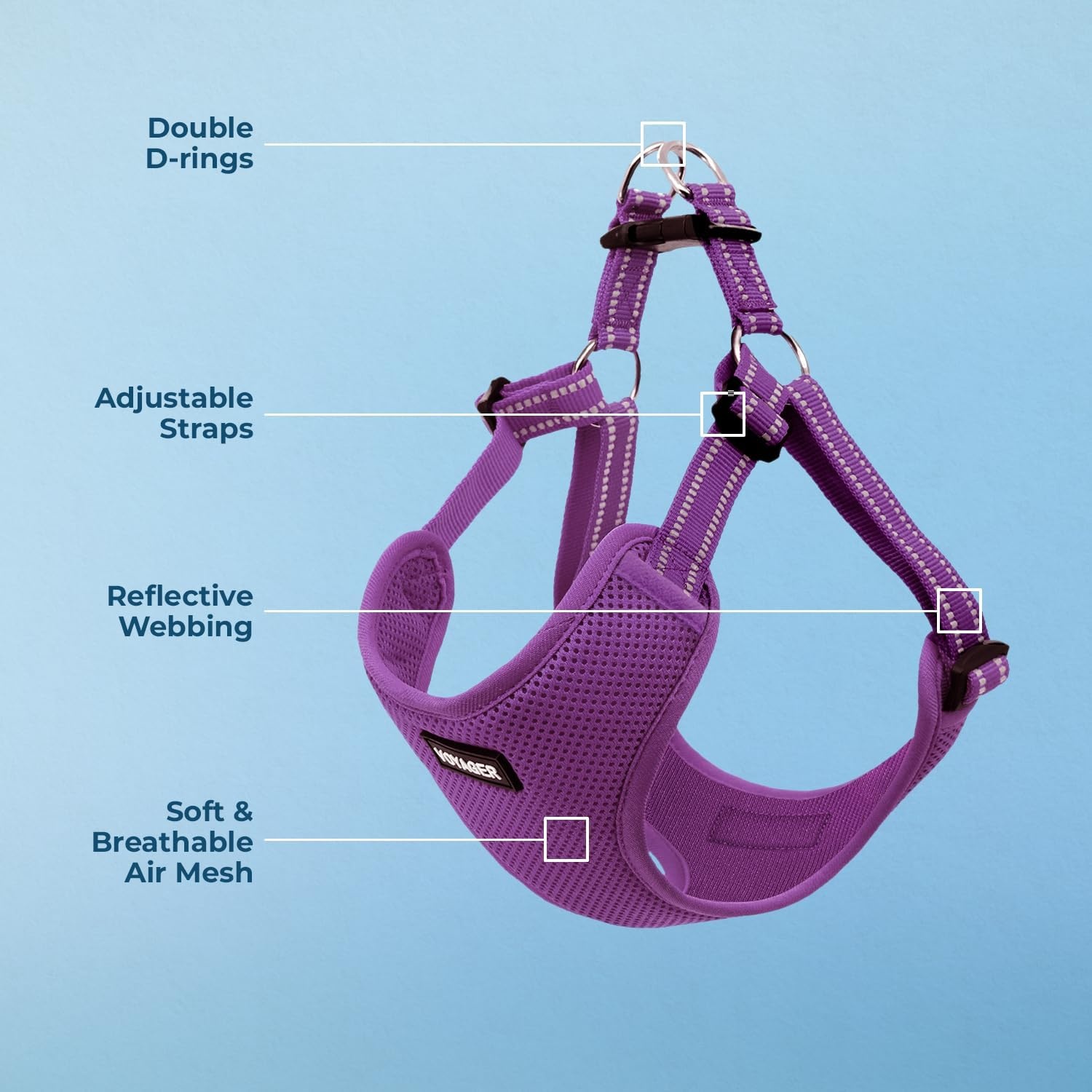 image:imageBest Pet Supplies Voyager Adjustable Stepin Flex Breathable Mesh Dog Harness for Small Medium Large Dogs Leash Set Army Base SHarness Purple