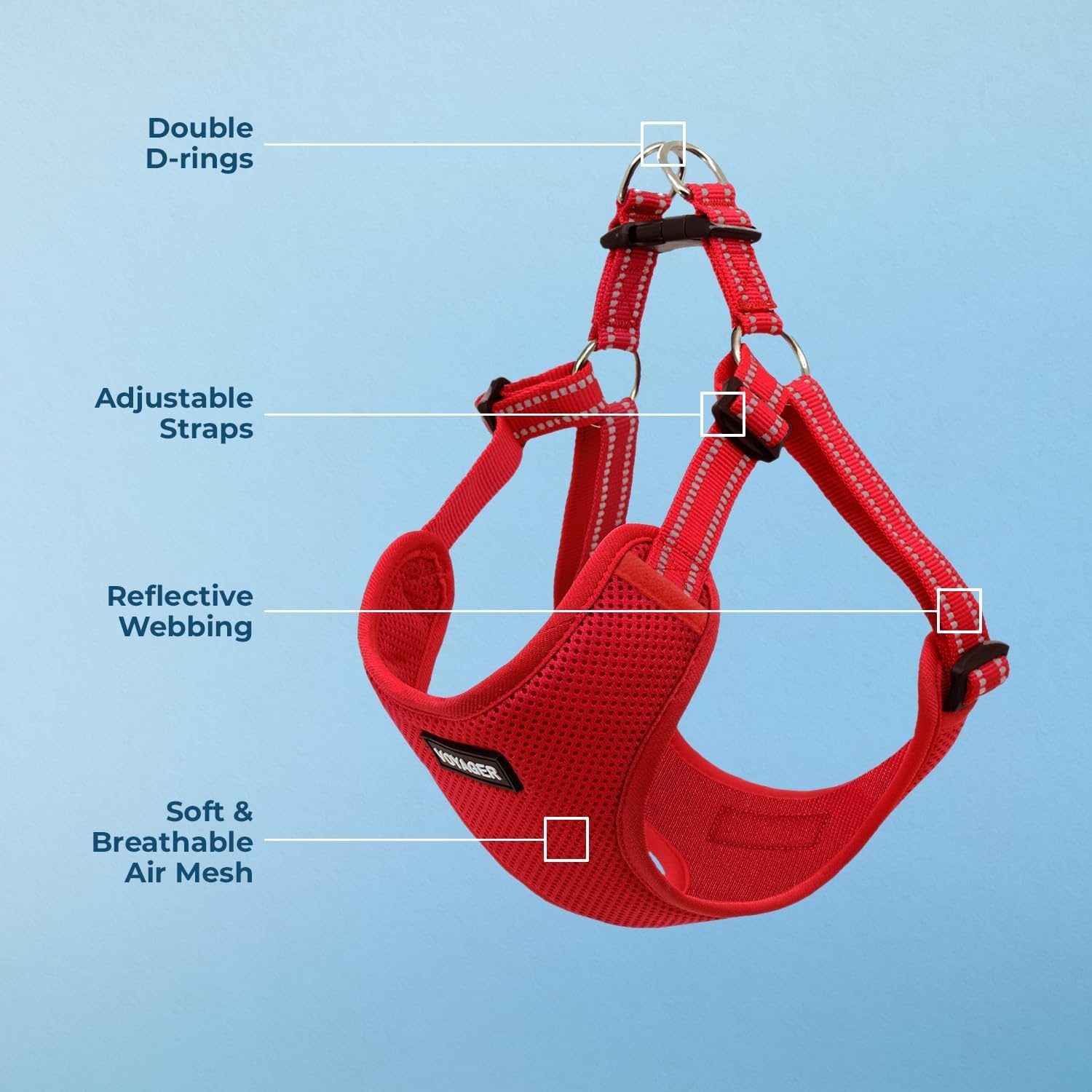 image:imageBest Pet Supplies Voyager Adjustable Stepin Flex Breathable Mesh Dog Harness for Small Medium Large Dogs Leash Set Army Base SHarness Red