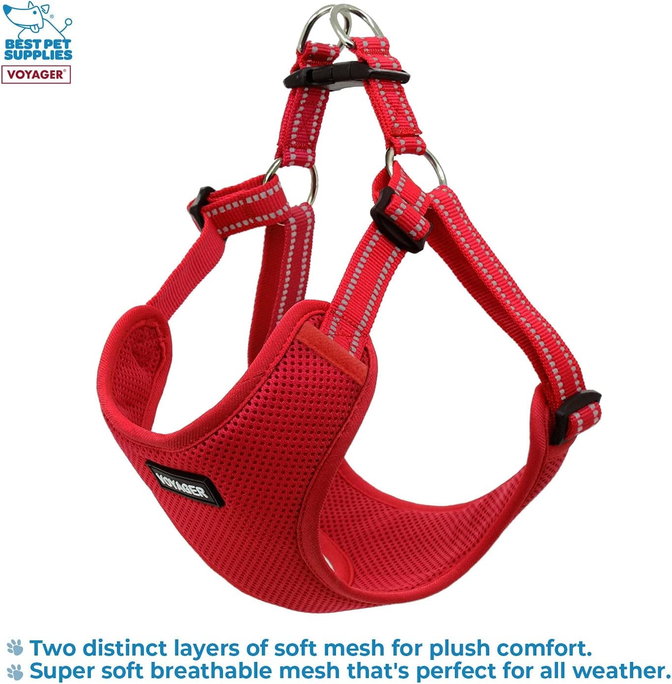 image:imageBest Pet Supplies Voyager Adjustable Stepin Flex Breathable Mesh Dog Harness for Small Medium Large Dogs Leash Set Army Base SHarness Red