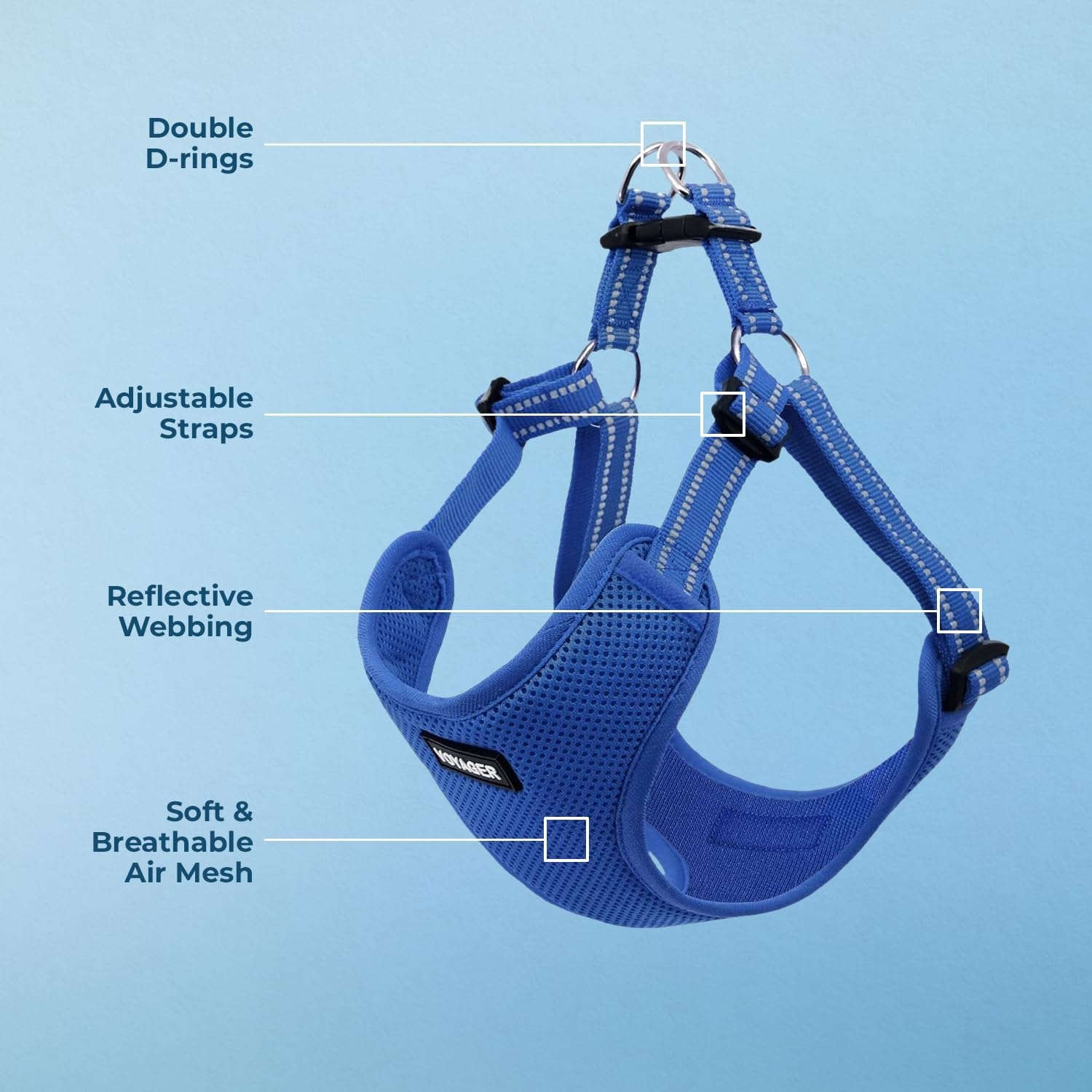 image:imageBest Pet Supplies Voyager Adjustable Stepin Flex Breathable Mesh Dog Harness for Small Medium Large Dogs Leash Set Army Base SHarness Royal Blue
