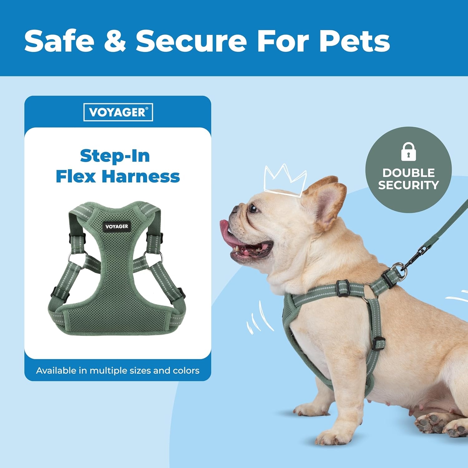 image:imageBest Pet Supplies Voyager Adjustable Stepin Flex Breathable Mesh Dog Harness for Small Medium Large Dogs Leash Set Army Base SMoss Green