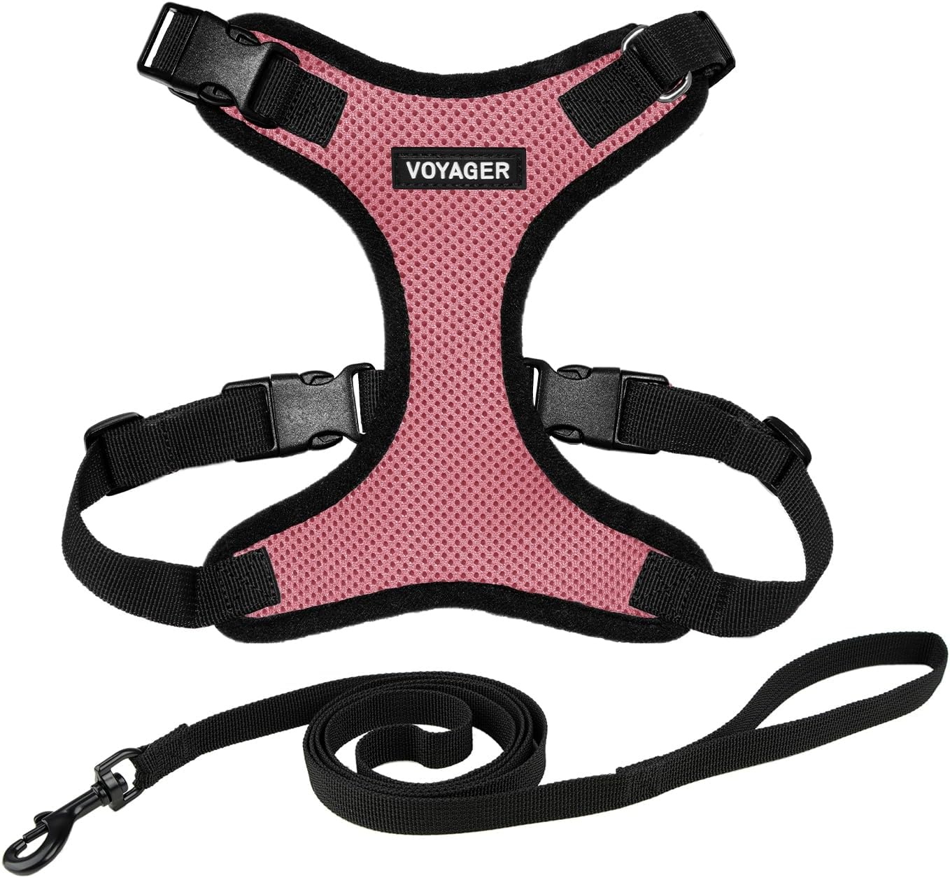 image:imageVoyager EscapeProof Stepin Lock Cat Harness amp 5ft NeopreneHandle Leash Set AllWeather Mesh with Reflective Stitching for Small to Large Cats by Best Pet Supplies Lavender 327 XXSHarness Leash Set PinkBlack Trim