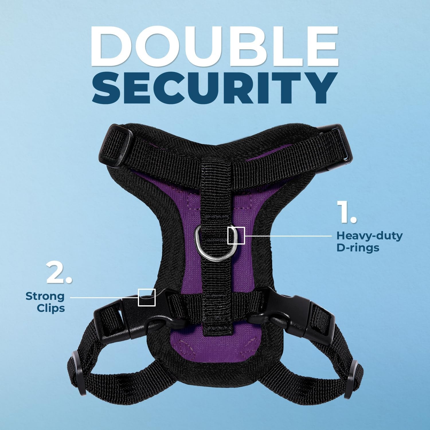 image:imageVoyager EscapeProof Stepin Lock Cat Harness amp 5ft NeopreneHandle Leash Set AllWeather Mesh with Reflective Stitching for Small to Large Cats by Best Pet Supplies Lavender 327 XXSHarness Leash Set PurpleBlack Trim