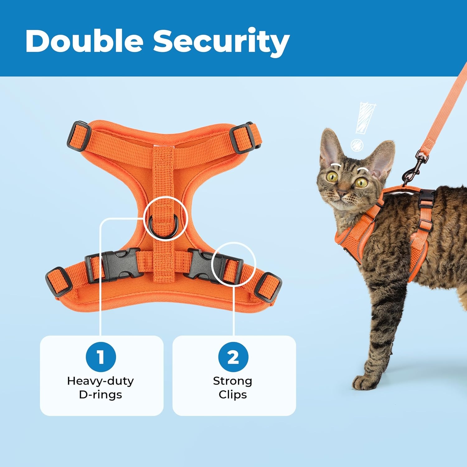 image:imageVoyager EscapeProof Stepin Lock Cat Harness amp 5ft NeopreneHandle Leash Set AllWeather Mesh with Reflective Stitching for Small to Large Cats by Best Pet Supplies Lavender 327 XXSOrange 327