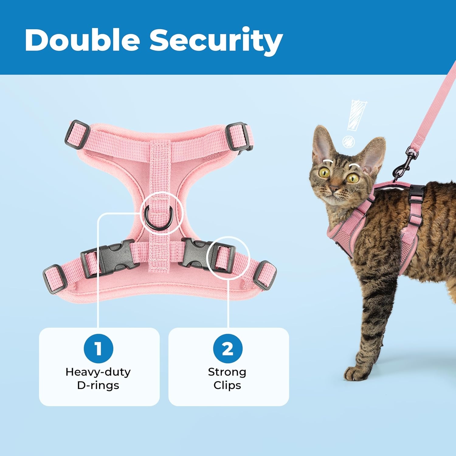 image:imageVoyager EscapeProof Stepin Lock Cat Harness amp 5ft NeopreneHandle Leash Set AllWeather Mesh with Reflective Stitching for Small to Large Cats by Best Pet Supplies Lavender 327 XXSPink 327