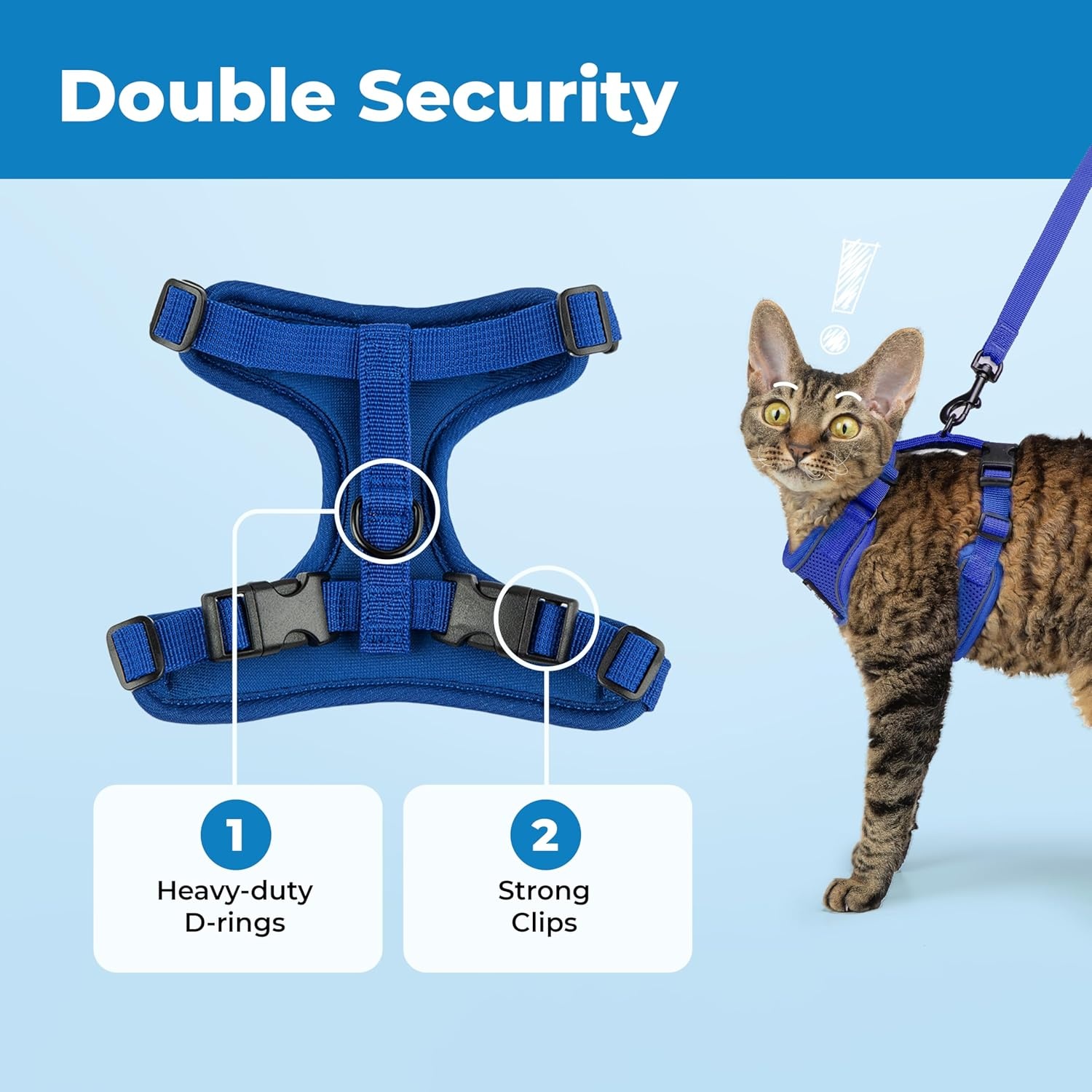 image:imageVoyager EscapeProof Stepin Lock Cat Harness amp 5ft NeopreneHandle Leash Set AllWeather Mesh with Reflective Stitching for Small to Large Cats by Best Pet Supplies Lavender 327 XXSRoyal Blue 327