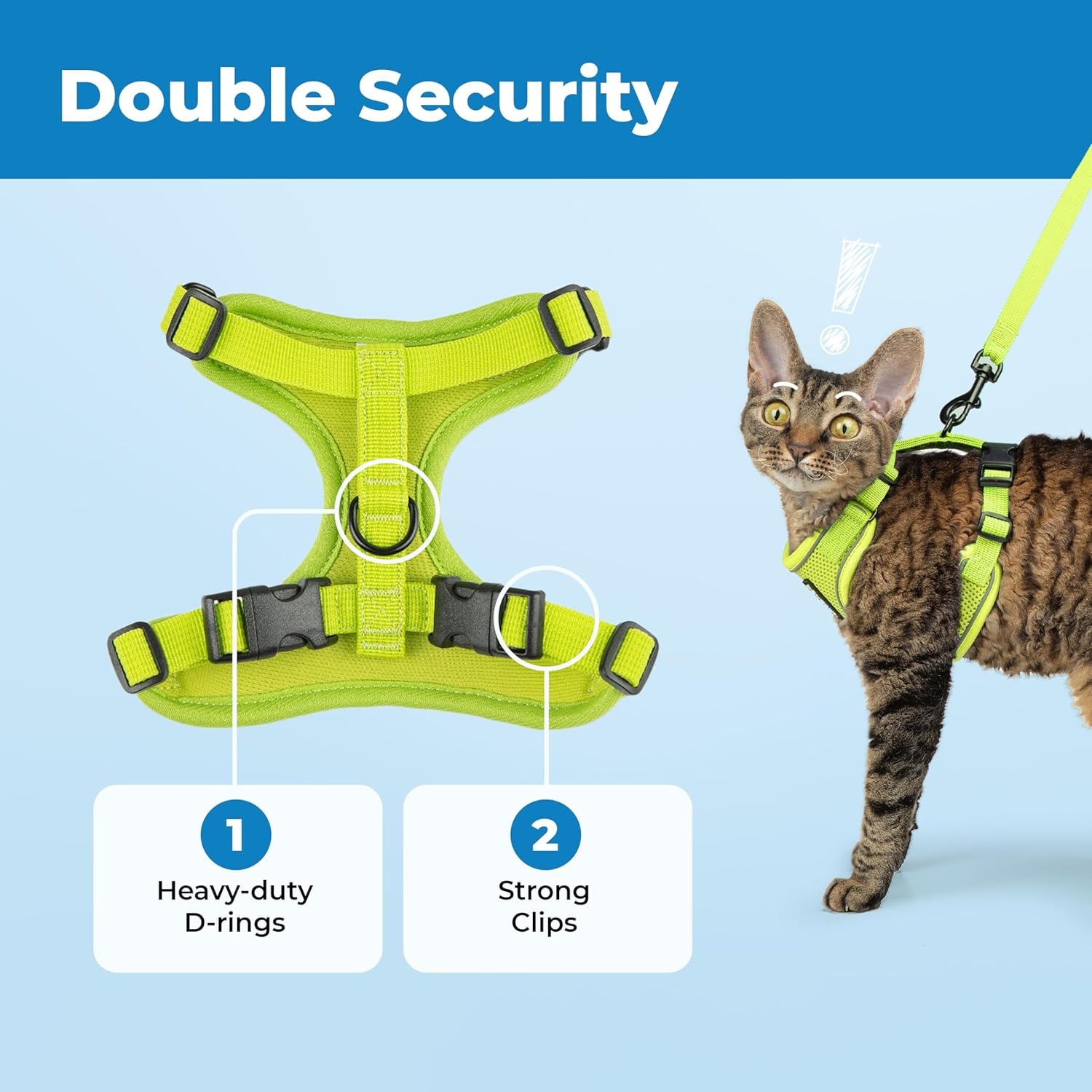 image:imageVoyager EscapeProof Stepin Lock Cat Harness amp 5ft NeopreneHandle Leash Set AllWeather Mesh with Reflective Stitching for Small to Large Cats by Best Pet Supplies Lavender 327 XXSLime 327