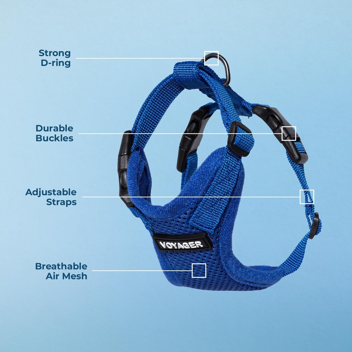 image:imageVoyager EscapeProof Stepin Lock Cat Harness amp 5ft NeopreneHandle Leash Set AllWeather Mesh with Reflective Stitching for Small to Large Cats by Best Pet Supplies Lavender 327 XXSHarness Leash Set Royal Blue