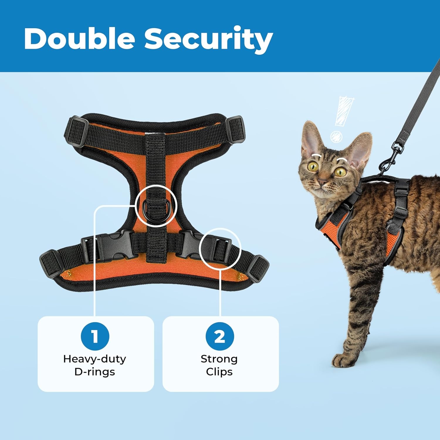 image:imageVoyager EscapeProof Stepin Lock Cat Harness amp 5ft NeopreneHandle Leash Set AllWeather Mesh with Reflective Stitching for Small to Large Cats by Best Pet Supplies Lavender 327 XXSBlack TrimOrange 327