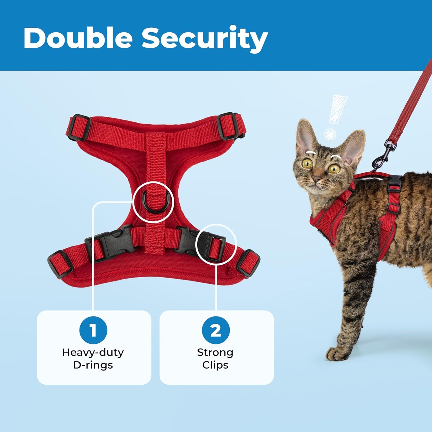image:imageVoyager EscapeProof Stepin Lock Cat Harness amp 5ft NeopreneHandle Leash Set AllWeather Mesh with Reflective Stitching for Small to Large Cats by Best Pet Supplies Lavender 327 XXSRed 327