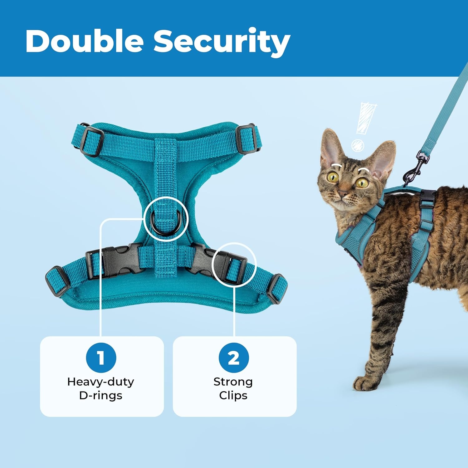 image:imageVoyager EscapeProof Stepin Lock Cat Harness amp 5ft NeopreneHandle Leash Set AllWeather Mesh with Reflective Stitching for Small to Large Cats by Best Pet Supplies Lavender 327 XXSTurquoise 327