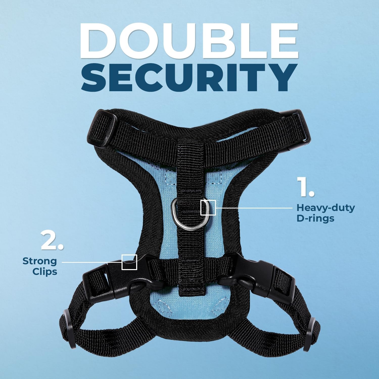 image:imageVoyager EscapeProof Stepin Lock Cat Harness amp 5ft NeopreneHandle Leash Set AllWeather Mesh with Reflective Stitching for Small to Large Cats by Best Pet Supplies Lavender 327 XXSHarness Leash Set Baby BlueBlack Trim