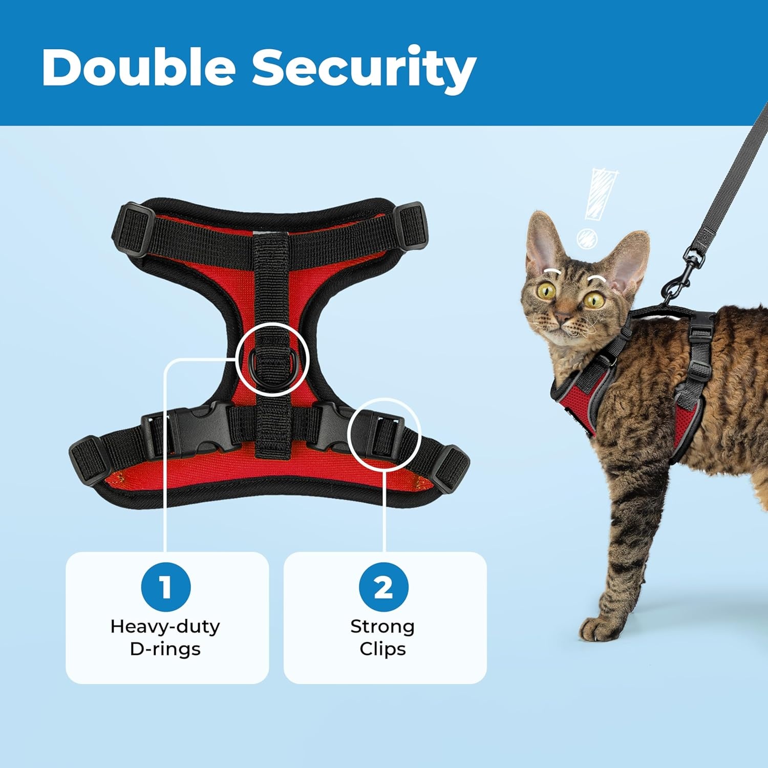 image:imageVoyager EscapeProof Stepin Lock Cat Harness amp 5ft NeopreneHandle Leash Set AllWeather Mesh with Reflective Stitching for Small to Large Cats by Best Pet Supplies Lavender 327 XXSBlack TrimRed 327