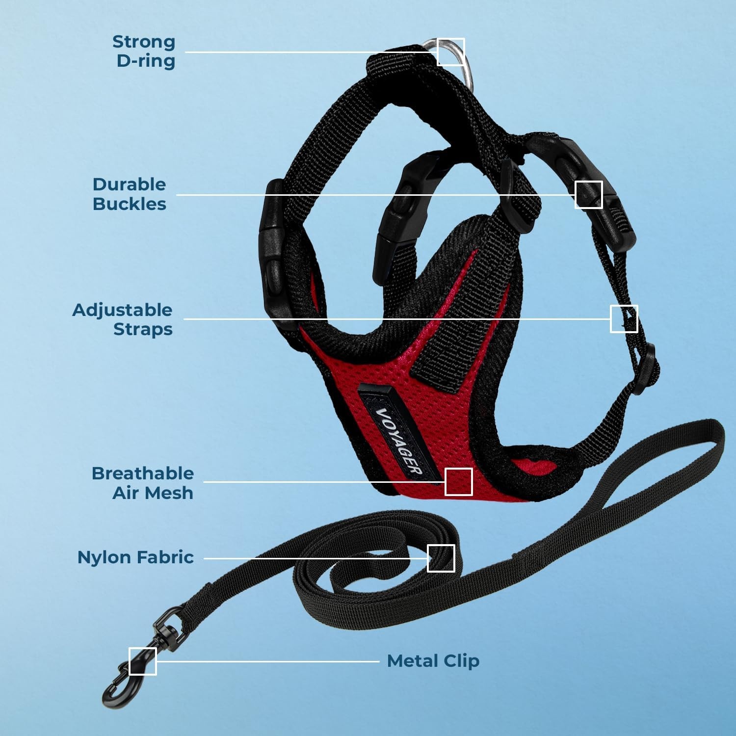 image:imageVoyager EscapeProof Stepin Lock Cat Harness amp 5ft NeopreneHandle Leash Set AllWeather Mesh with Reflective Stitching for Small to Large Cats by Best Pet Supplies Lavender 327 XXSHarness Leash Set RedBlack Trim