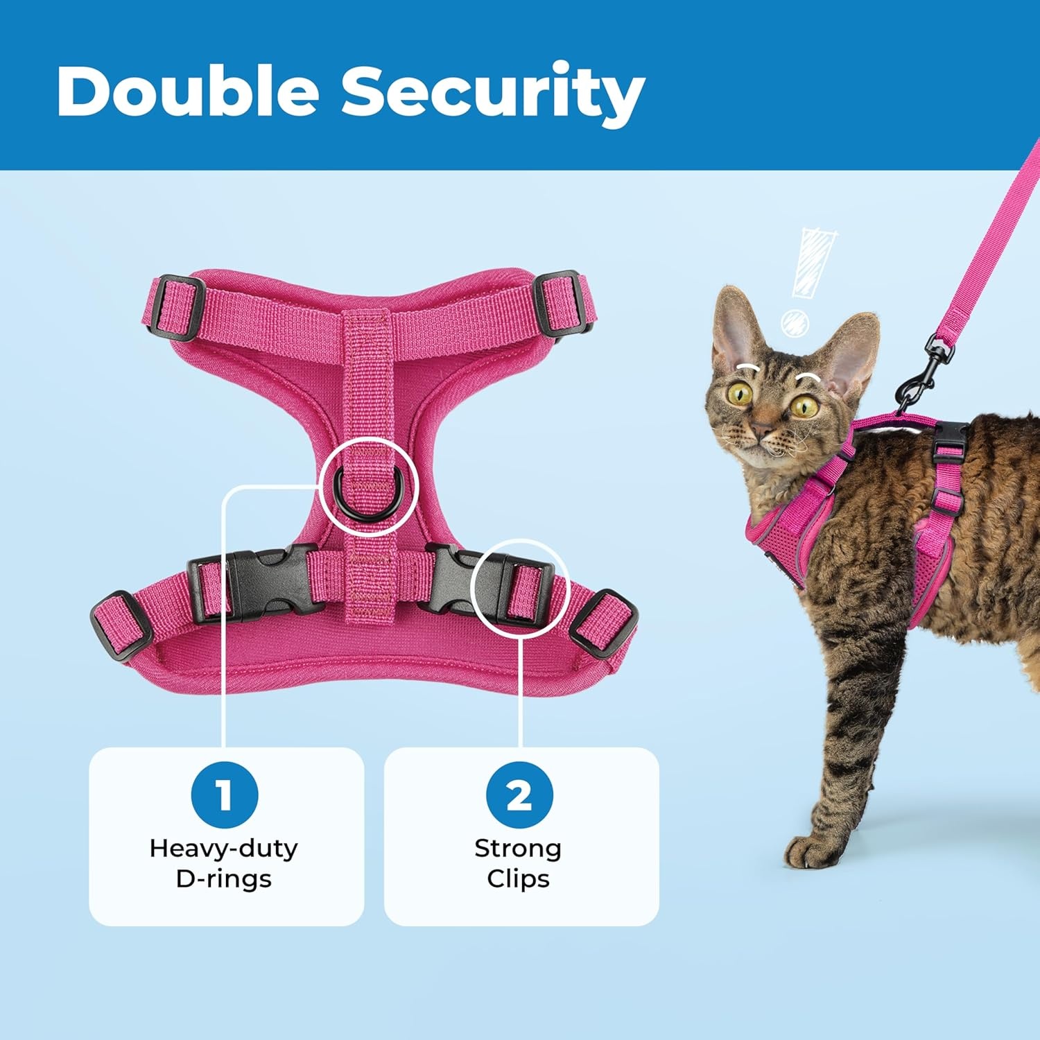 image:imageVoyager EscapeProof Stepin Lock Cat Harness amp 5ft NeopreneHandle Leash Set AllWeather Mesh with Reflective Stitching for Small to Large Cats by Best Pet Supplies Lavender 327 XXSFuchsia 327