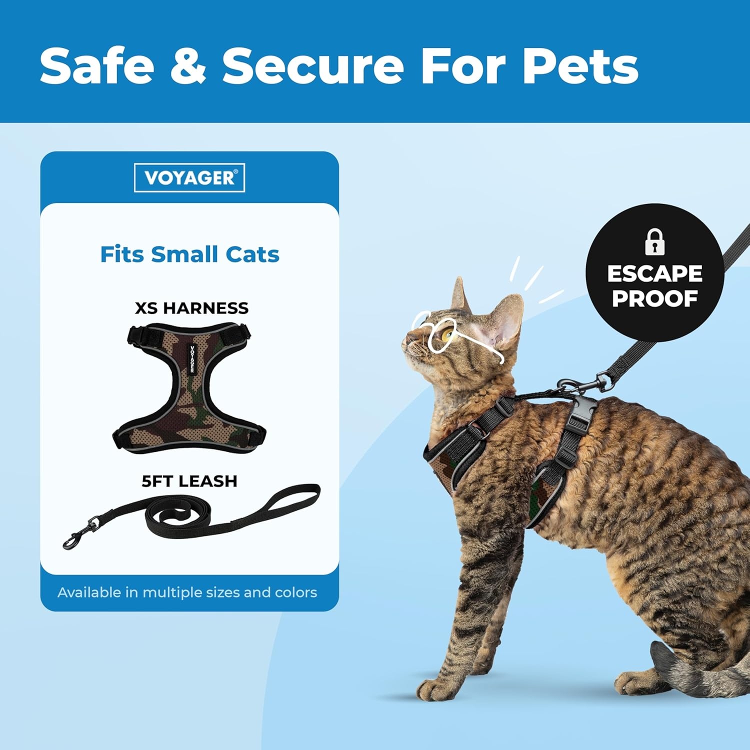 image:imageVoyager EscapeProof Stepin Lock Cat Harness amp 5ft NeopreneHandle Leash Set AllWeather Mesh with Reflective Stitching for Small to Large Cats by Best Pet Supplies Lavender 327 XXSArmy 327