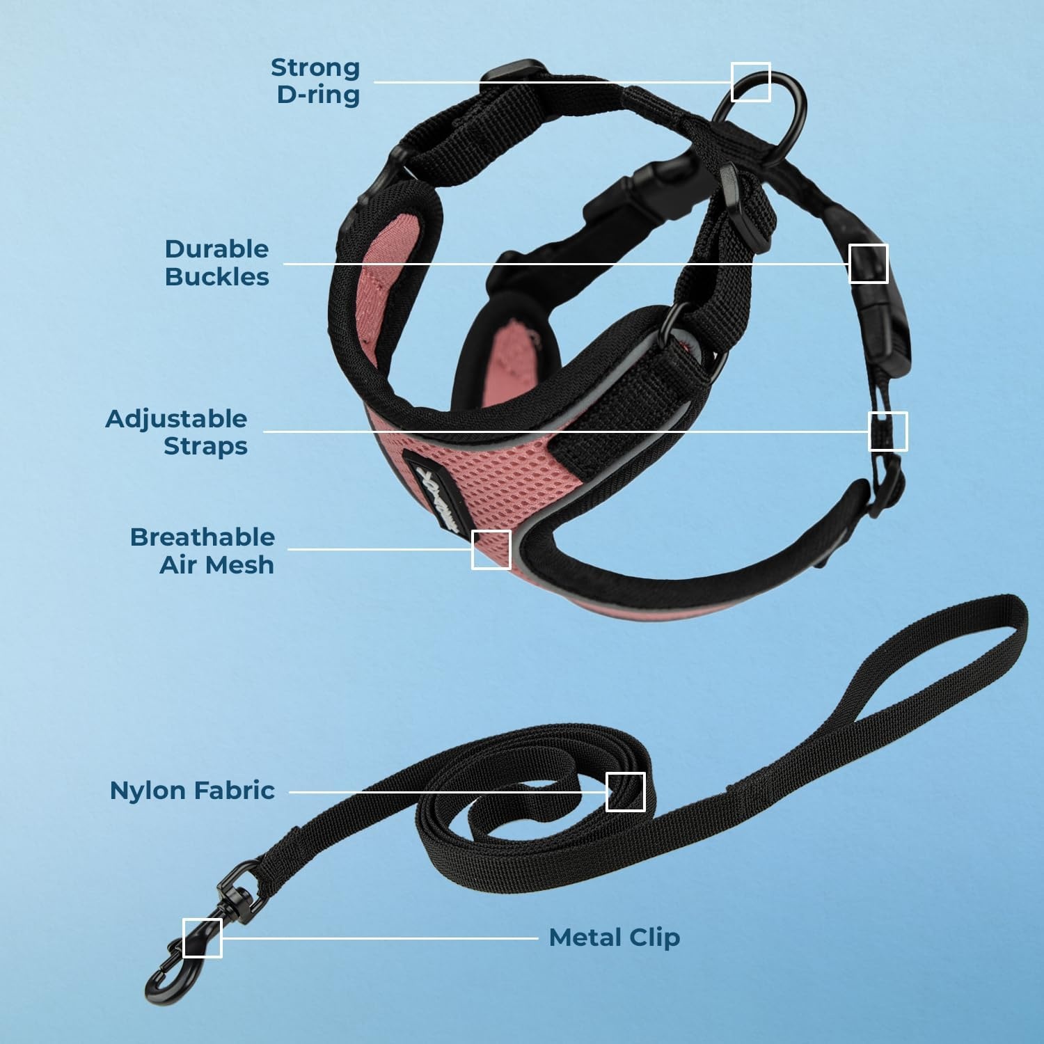 image:imageVoyager EscapeProof Stepin Lock Cat Harness amp 5ft NeopreneHandle Leash Set AllWeather Mesh with Reflective Stitching for Small to Large Cats by Best Pet Supplies Lavender 327 XXSHarness Leash Set PinkBlack Trim