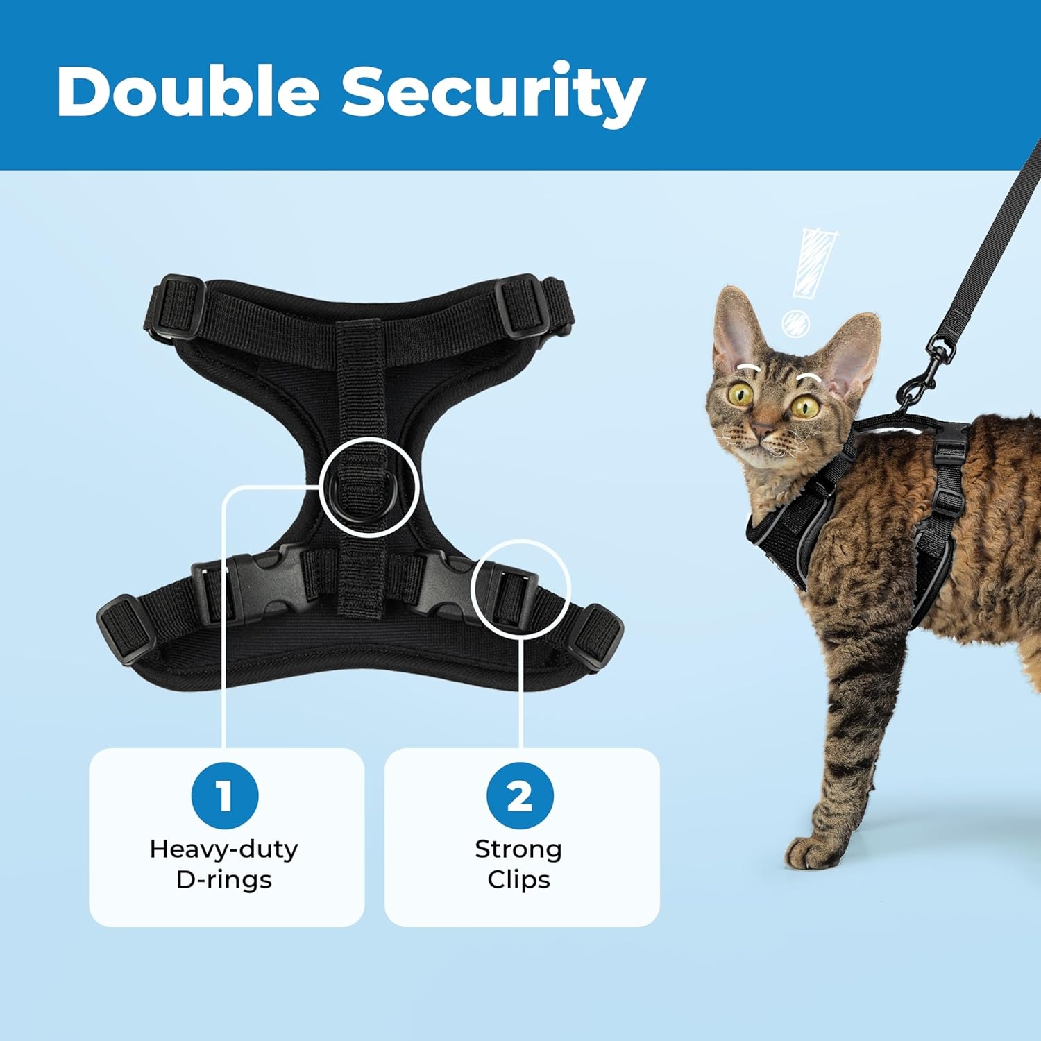 image:imageVoyager EscapeProof Stepin Lock Cat Harness amp 5ft NeopreneHandle Leash Set AllWeather Mesh with Reflective Stitching for Small to Large Cats by Best Pet Supplies Lavender 327 XXSBlack 327