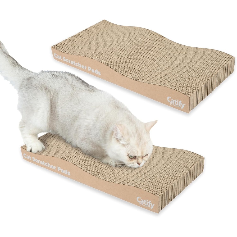 image:imageBest Pet Supplies Catify Cat Scratcher Fun Interactive Scratchers Posts Poles Claw Safe Furniture Saver Indoor Play Support Natural Cat Behaviors Heavy Duty LShape H 19Wave 2 Pack