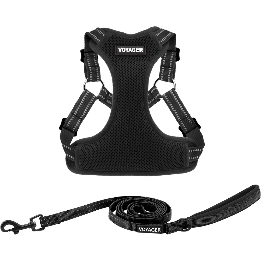 image:imageBest Pet Supplies Voyager Adjustable Stepin Flex Breathable Mesh Dog Harness for Small Medium Large Dogs Leash Set Army Base SHarness Leash Set Black