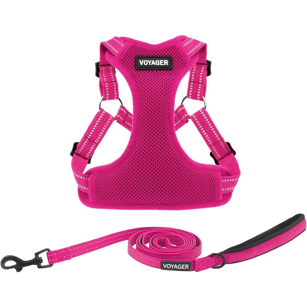 image:imageBest Pet Supplies Voyager Adjustable Stepin Flex Breathable Mesh Dog Harness for Small Medium Large Dogs Leash Set Army Base SHarness Leash Set Fuchsia