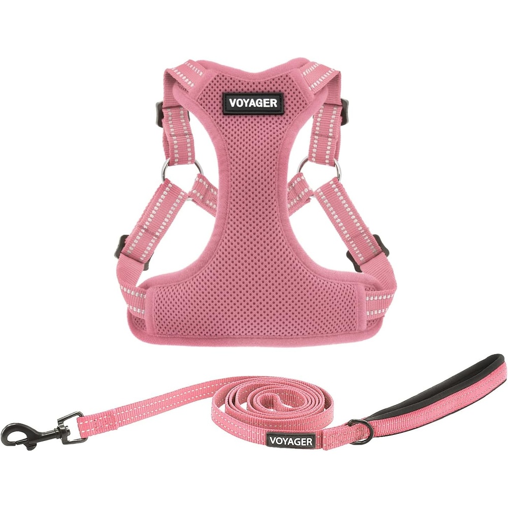 image:imageBest Pet Supplies Voyager Adjustable Stepin Flex Breathable Mesh Dog Harness for Small Medium Large Dogs Leash Set Army Base SHarness Leash Set Pink
