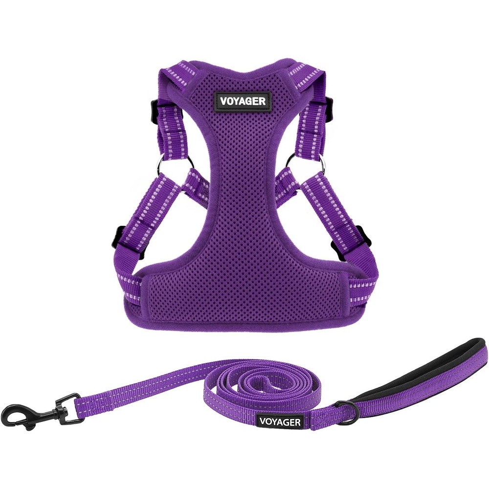 image:imageBest Pet Supplies Voyager Adjustable Stepin Flex Breathable Mesh Dog Harness for Small Medium Large Dogs Leash Set Army Base SHarness Leash Set Purple