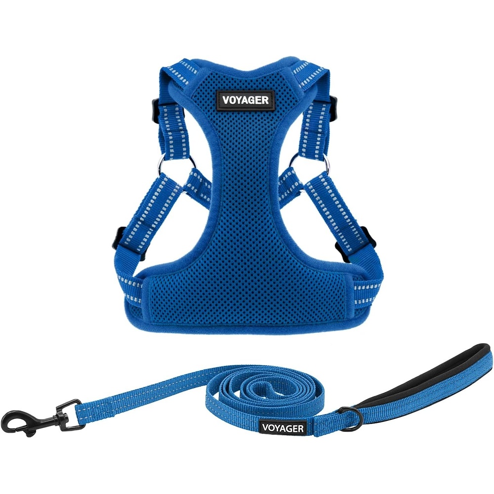 image:imageBest Pet Supplies Voyager Adjustable Stepin Flex Breathable Mesh Dog Harness for Small Medium Large Dogs Leash Set Army Base SHarness Leash Set Royal Blue