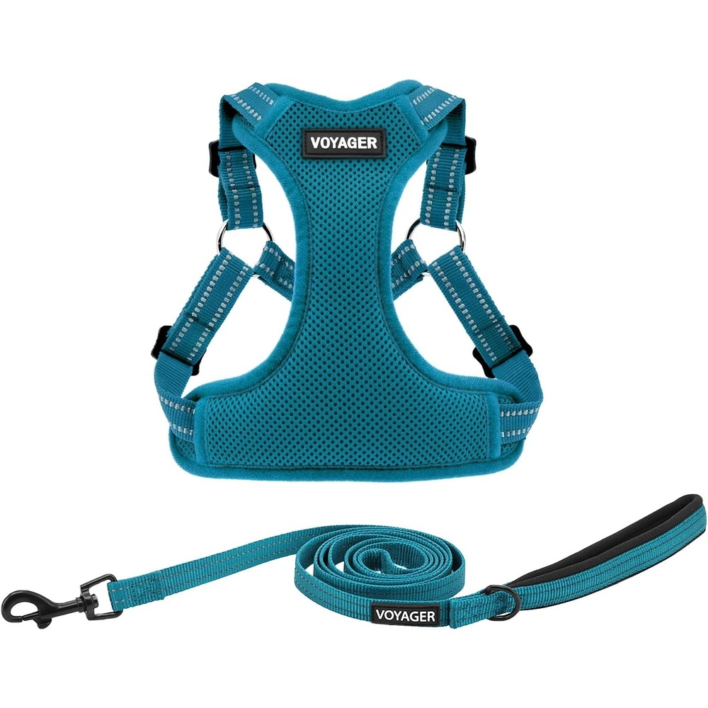 image:imageBest Pet Supplies Voyager Adjustable Stepin Flex Breathable Mesh Dog Harness for Small Medium Large Dogs Leash Set Army Base SHarness Leash Set Turquoise