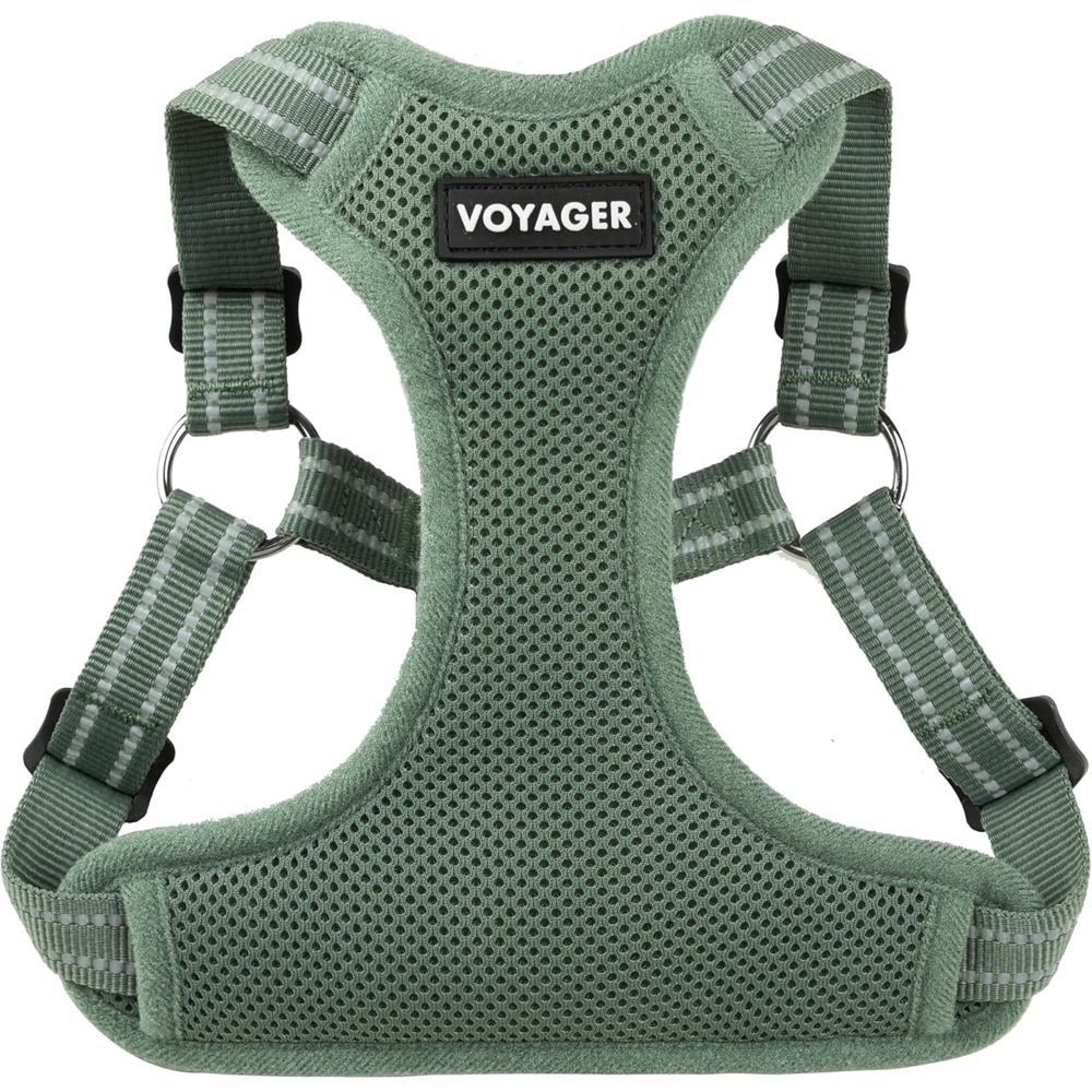 image:imageBest Pet Supplies Voyager Adjustable Stepin Flex Breathable Mesh Dog Harness for Small Medium Large Dogs Leash Set Army Base SMoss Green