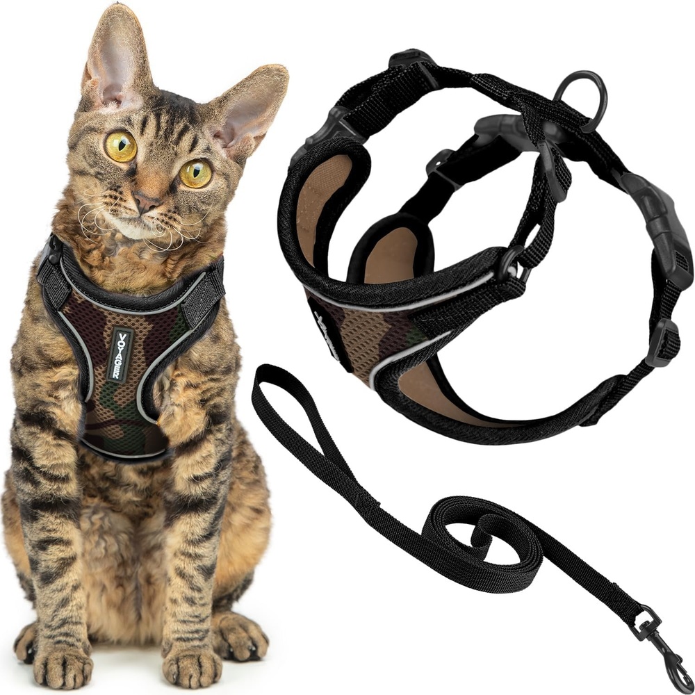 image:imageVoyager EscapeProof Stepin Lock Cat Harness amp 5ft NeopreneHandle Leash Set AllWeather Mesh with Reflective Stitching for Small to Large Cats by Best Pet Supplies Lavender 327 XXSArmy 327