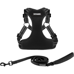 image:imageBest Pet Supplies Voyager Adjustable Stepin Flex Breathable Mesh Dog Harness for Small Medium Large Dogs Leash Set Army Base SHarness Leash Set Black