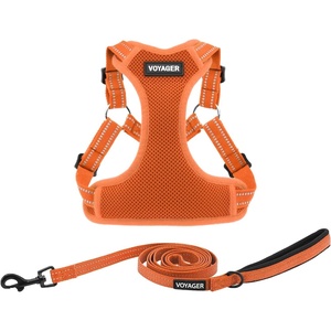 image:imageBest Pet Supplies Voyager Adjustable Stepin Flex Breathable Mesh Dog Harness for Small Medium Large Dogs Leash Set Army Base SHarness Leash Set Orange