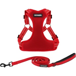 image:imageBest Pet Supplies Voyager Adjustable Stepin Flex Breathable Mesh Dog Harness for Small Medium Large Dogs Leash Set Army Base SHarness Leash Set Red