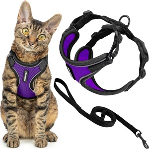 image:imageVoyager EscapeProof Stepin Lock Cat Harness amp 5ft NeopreneHandle Leash Set AllWeather Mesh with Reflective Stitching for Small to Large Cats by Best Pet Supplies Lavender 327 XXSBlack TrimPurple 327
