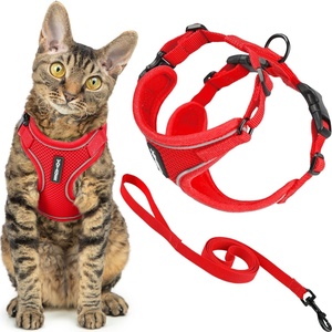 image:imageVoyager EscapeProof Stepin Lock Cat Harness amp 5ft NeopreneHandle Leash Set AllWeather Mesh with Reflective Stitching for Small to Large Cats by Best Pet Supplies Lavender 327 XXSRed 327