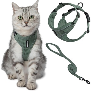 image:imageVoyager EscapeProof Stepin Lock Cat Harness amp 5ft NeopreneHandle Leash Set AllWeather Mesh with Reflective Stitching for Small to Large Cats by Best Pet Supplies Lavender 327 XXSMoss Green