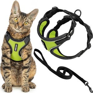 image:imageVoyager EscapeProof Stepin Lock Cat Harness amp 5ft NeopreneHandle Leash Set AllWeather Mesh with Reflective Stitching for Small to Large Cats by Best Pet Supplies Lavender 327 XXSBlack TrimLime 327