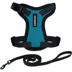 image:imageVoyager EscapeProof Stepin Lock Cat Harness amp 5ft NeopreneHandle Leash Set AllWeather Mesh with Reflective Stitching for Small to Large Cats by Best Pet Supplies Lavender 327 XXSHarness Leash Set TurquoiseBlack Trim