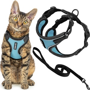 image:imageVoyager EscapeProof Stepin Lock Cat Harness amp 5ft NeopreneHandle Leash Set AllWeather Mesh with Reflective Stitching for Small to Large Cats by Best Pet Supplies Lavender 327 XXSBlack TrimBaby Blue 327