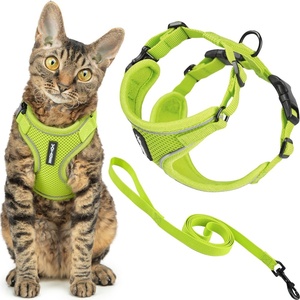 image:imageVoyager EscapeProof Stepin Lock Cat Harness amp 5ft NeopreneHandle Leash Set AllWeather Mesh with Reflective Stitching for Small to Large Cats by Best Pet Supplies Lavender 327 XXSLime 327
