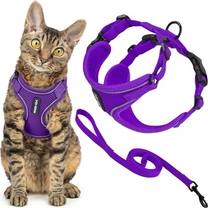 image:imageVoyager EscapeProof Stepin Lock Cat Harness amp 5ft NeopreneHandle Leash Set AllWeather Mesh with Reflective Stitching for Small to Large Cats by Best Pet Supplies Lavender 327 XXSPurple 327