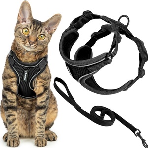 image:imageVoyager EscapeProof Stepin Lock Cat Harness amp 5ft NeopreneHandle Leash Set AllWeather Mesh with Reflective Stitching for Small to Large Cats by Best Pet Supplies Lavender 327 XXSBlack 327
