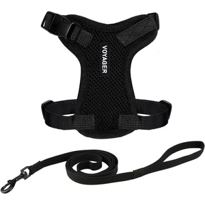 image:imageVoyager EscapeProof Stepin Lock Cat Harness amp 5ft NeopreneHandle Leash Set AllWeather Mesh with Reflective Stitching for Small to Large Cats by Best Pet Supplies Lavender 327 XXSHarness Leash Set Black