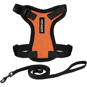 image:imageVoyager EscapeProof Stepin Lock Cat Harness amp 5ft NeopreneHandle Leash Set AllWeather Mesh with Reflective Stitching for Small to Large Cats by Best Pet Supplies Lavender 327 XXSHarness Leash Set OrangeBlack Trim
