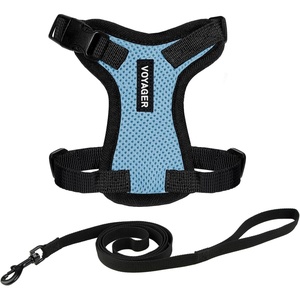 image:imageVoyager EscapeProof Stepin Lock Cat Harness amp 5ft NeopreneHandle Leash Set AllWeather Mesh with Reflective Stitching for Small to Large Cats by Best Pet Supplies Lavender 327 XXSHarness Leash Set Baby BlueBlack Trim