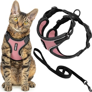 image:imageVoyager EscapeProof Stepin Lock Cat Harness amp 5ft NeopreneHandle Leash Set AllWeather Mesh with Reflective Stitching for Small to Large Cats by Best Pet Supplies Lavender 327 XXSBlack TrimPink 327