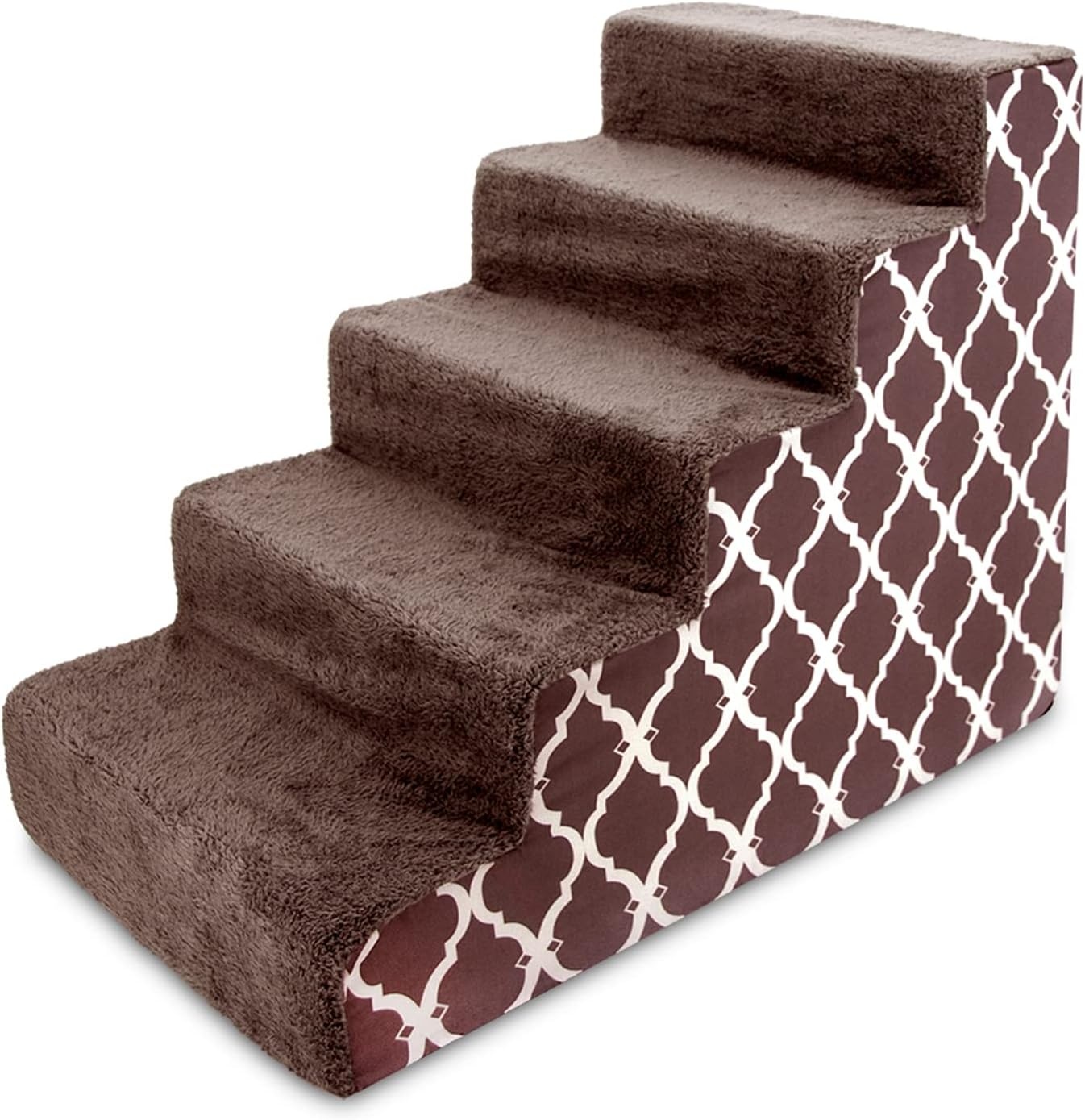image:imageBest Pet Supplies Dog Stairs amp Steps Foam Steps for Small Dogs amp Cats NonSlip Indoor Balanced Pet Step Support Dog Ramp No Assembly Pale Teal 3Step 135inch HeightBrown Lattice Print